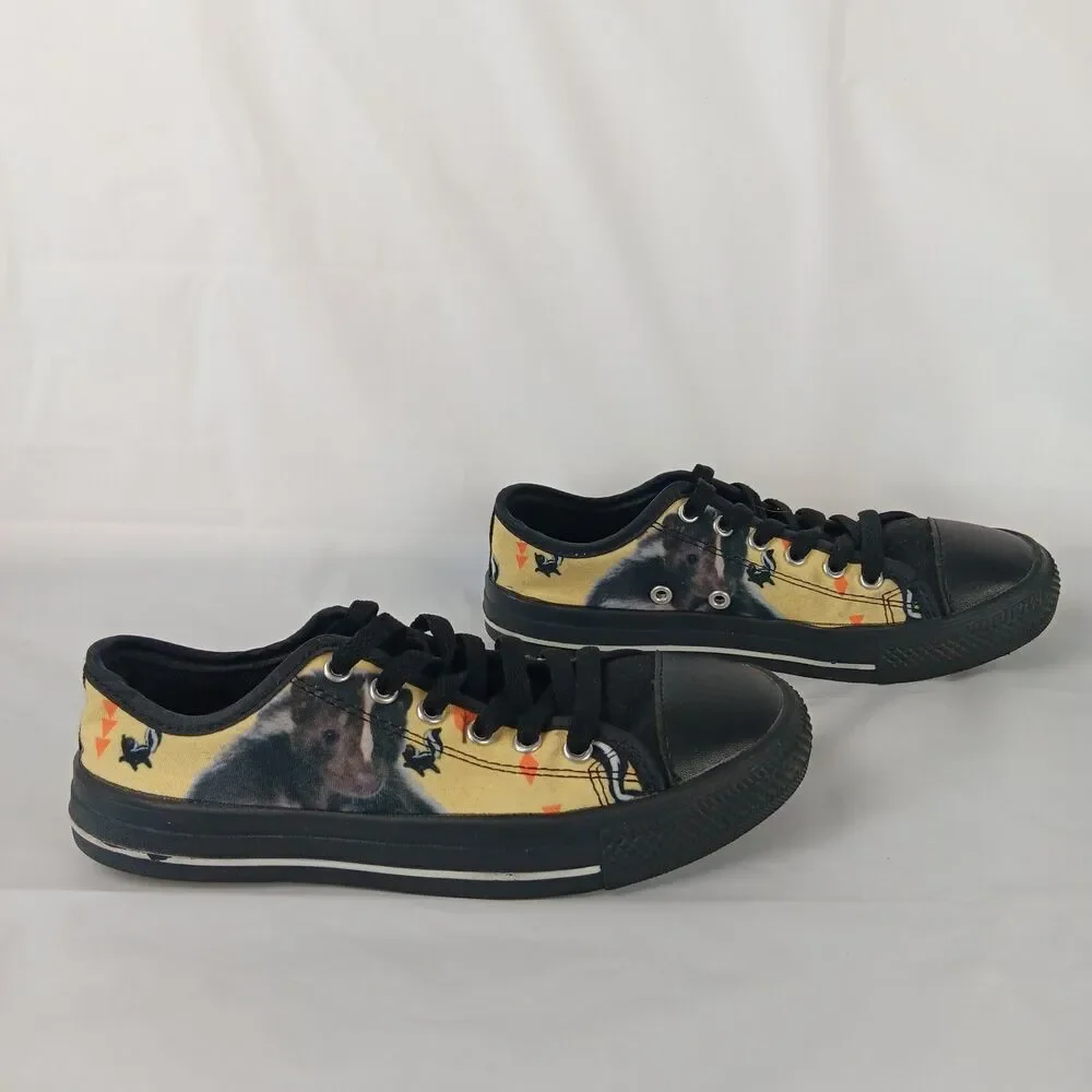 TeeAmazing Skunk Black Low Top Canvas Shoes Kids Size 3 Youth New Sneakers Laced